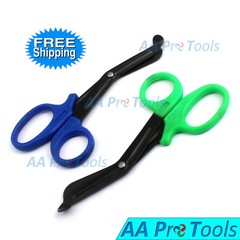 2 Trauma Paramedic EMT Shears 5.5″ Fluoride Coated Blades (Royal-Blue + Green)
