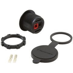 Panel Mount Housing for Single Powerpole Connector with Weather Resistant Cover