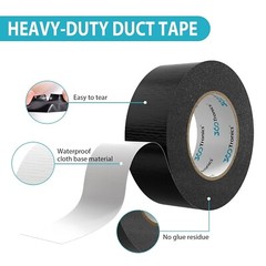 2x Black Duct Tapes Heavy Duty, 2 Inches x 100 Yards Total, Waterproof Outdoor