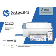HP DeskJet 2942 Wireless All-in-One Color Inkjet Printer, Retro Sky Blue