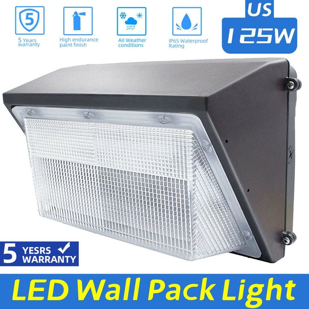 Commercial 125W LED WALL PACK Lights DUSK TO DAWN Outdoor Area Security Lighting