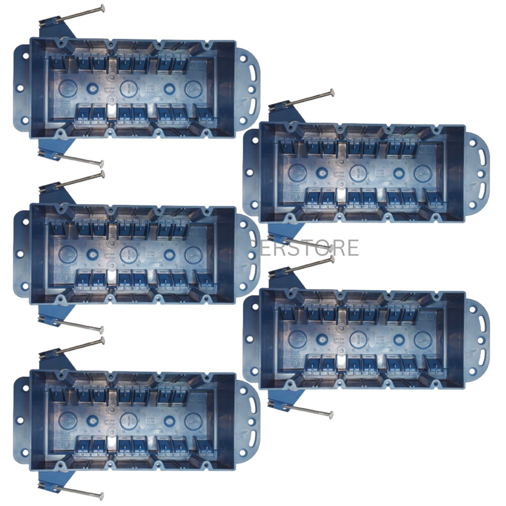 5-Pack 4-Gang New Work ETL Electrical Outlet & Switch Boxes 55 Cu In Blue