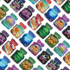 100X Vibrant Print Jar Mylar Storage Bag 3.5g Resealable Airtight Zipper Pouches