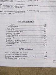 LandPride Retractable Box Scraper Owners Manual, 1993 Edition