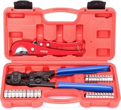 Durable Hand-Powered Ratchet PEX Cinch Tool with Stainless Steel Clamps Included
