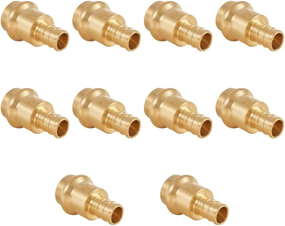 (Pack of 10) 1/2″ Copper Press X 1/2″ PEX Crimp Coupling Brass Adapter, for Cop