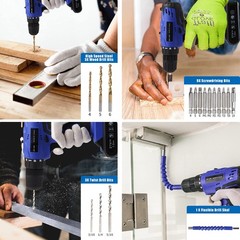 Jar-Owl 21V Tool Set Drill 350 In-Lb Torque 0-1350Rmp Variable Speed 10Mm 3/8