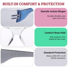 Crystal Kids Clear Lens Color Temple Variety Safety Glasses (Pack of 12)