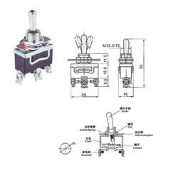 3-Pin Position ON-OFF-ON Spring Return Momentary Metal Toggle Switch 15A 250V AC