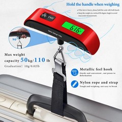 Luggage Scale 110 Lbs Weight 4 Unit Switching LCD Display Travel Digital Red