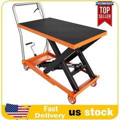 1100 Lbs Capacity Hydraulic Table Cart, Single Scissor Lift Table w/Non-Slip Pad