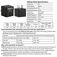12V 3 Way Pre-Wired Fuse Relay Box, 3 Relays and 3 ATC/ATO Blade Fuses, 4-Pin…