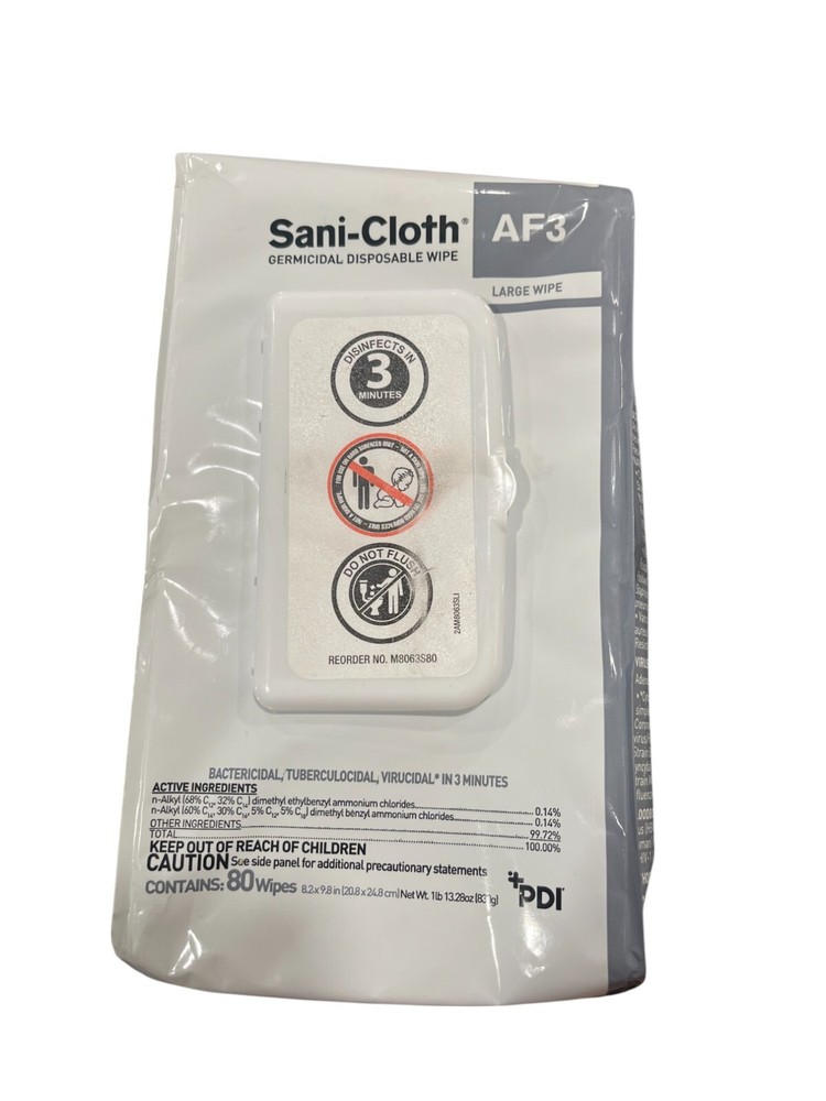 Sani-Cloth AF3 Germicidal Disposable Wipes – 80 Wipes Pouch