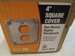 Hubbell Raco 4″ Square Cover 902C One Device Duplex Receptacle Box of 10
