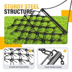 4FT X 4FT Heavy Duty Drag Harrow For ATV UTVs Leveling Grading Powder Coated