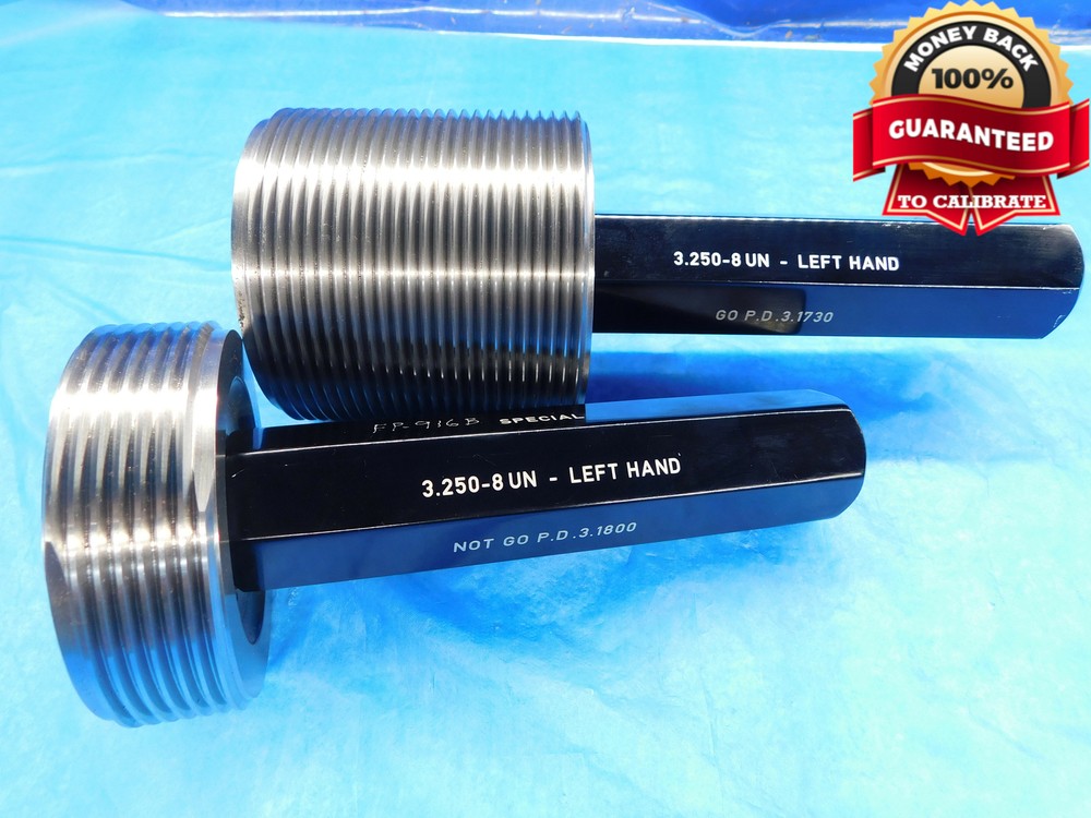 3 1/4 8 UN LEFT HAND SPECIAL THREAD PLUG GAGE 3.25 GO NO GO PDS= 3.1730 & 3.1800
