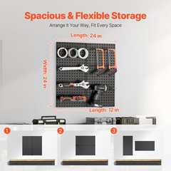 VEVOR Metal Pegboard Panels 2Pcs 24″ x 12″Wall Organizer for Garage Tool Storage