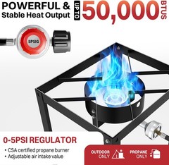 18QT 50000BTU Propane Outdoor Deep Fryer with 2 Baskets & Accessories