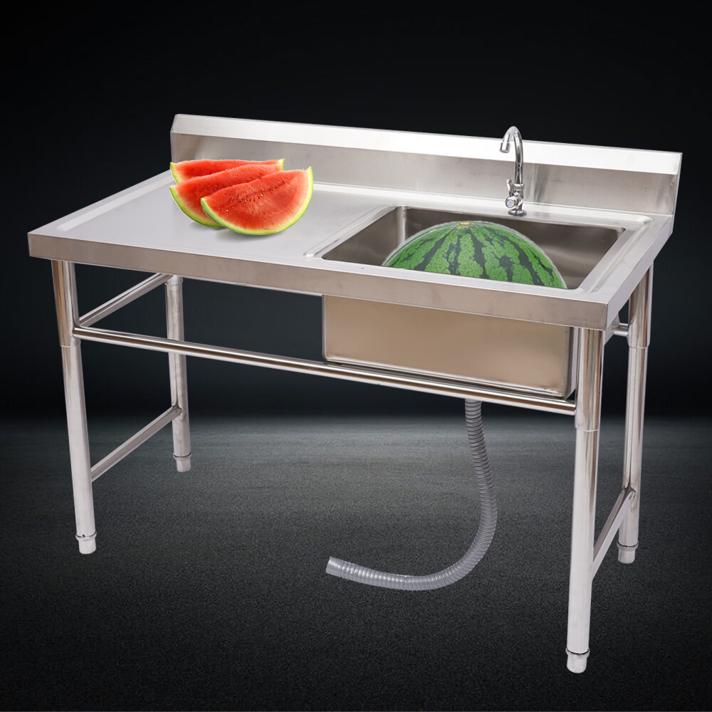 2 Compartment Commercial Sink Stainless Steel Kitchen Utility Sink w/ Prep Table