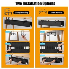 Oxford Cloth Under Desk Cable Management Tray,No-Drill 36″ Desk Cable Managem…