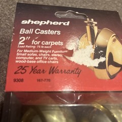 (2) VINTAGE PAIR SHEPHERD CARPET CASTERS METAL WHEEL STEM TYPE 2″ NEW 1980s