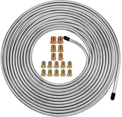 MuHize 25Ft 3/16 Inch Brake Line Kit Zinc Coated with Fittings