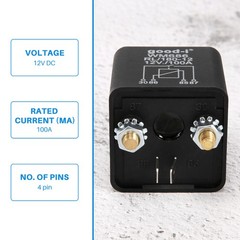 12V 100Amp 4-Pin Heavy Duty ON/OFF Split Relay For Auto Boat Van Black R3V8