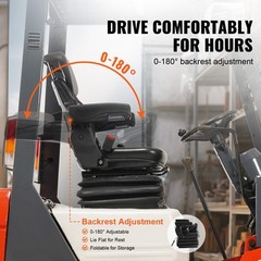 VEVOR Universal Forklift Seat Adjustable Tractor Seat with Seatbelt Armrests