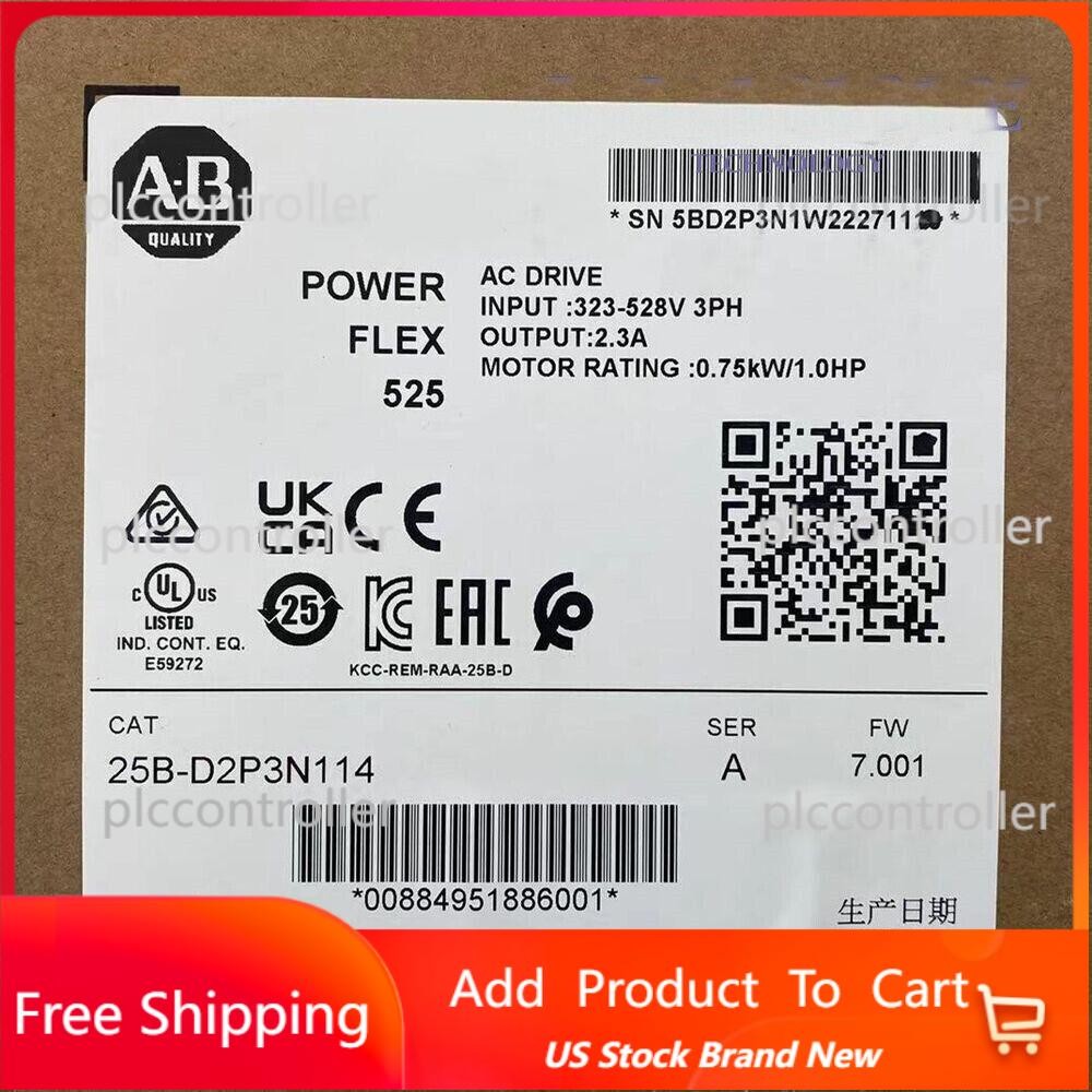 Allen-Bradley 25B-D2P3N114 PowerFlex 525 0.75kW 1Hp AC Drive 25BD2P3N114 USA