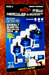 Hercules 3pc. Cobalt Bi-Metal Impact Rated Thin Wall Hole Saw: 7/8, 1-1/8, 1-3/8