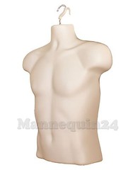 4 pack Male Torso Mannequin Forms FLESH w/4 Stands +4 Hanging Hooks Men Clothing