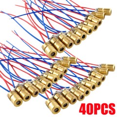 40PCS 650nm 6mm 5V 5mW Red Laser Dot Diode Module with Brass Diode Housing