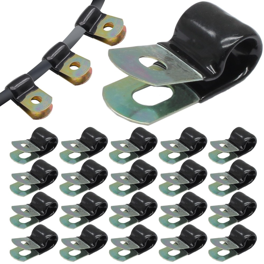Litoexpe 50 Pcs 3/8 Inch Black Stainless Steel Cable Clamps, Inch,