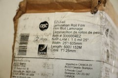 2 Rolls GBC EZLoad Lamination Roll Film Gloss Clear 3000004EZ 25″ x 500′