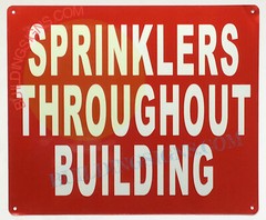 SPRINKLER THROUGHOUT BUILDING SIGN (10X12, RED, ALUMINUM) -REF24-1027