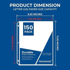 Top Quality 150 Clear Sheet Protectors for 8.5 x 11 Documents – High Capacity