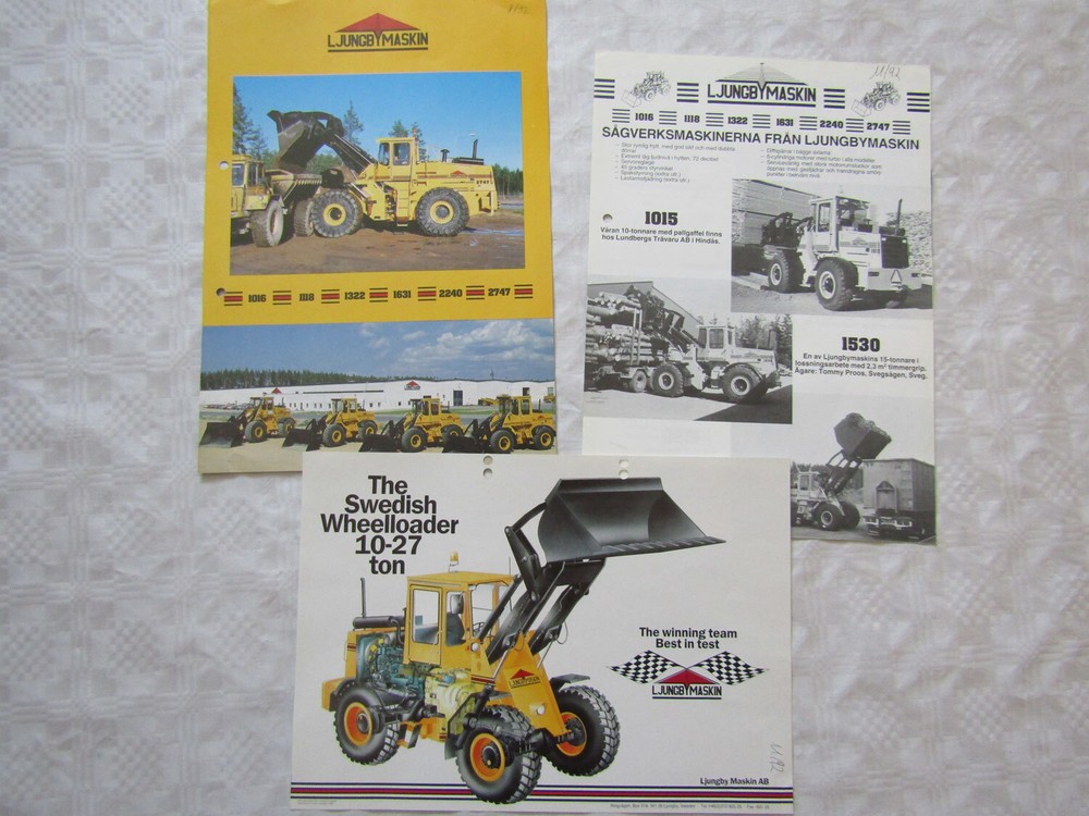 3x Brochure Ljungby Maskin AB Swedish Wheeloader 90s