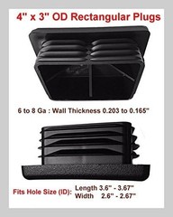 4″ x 3″ Rectangular Tubing Steel Fits 6-8G Fits 3.60″-3.67″ L2.60″-2.67″ W ID