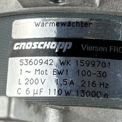 Groschopp WK1599701 Centrifuge Motor, 13000 RPM