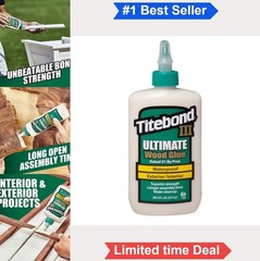 Wood Glue 8 Ounce Waterproof Exterior Interior Woodworking Repair Furniture