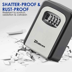 Key Lock Box, Waterproof Metal 4 Digits Combination Lockbox, Outside Wall Mou…