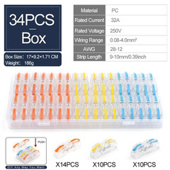34pcs Boxed Lever Wire Connectors Electrical Splice Terminal Block Set – NEW