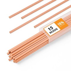 15pcs Brazing Rods AWS BCuP-5 15% Silver Solder Phos Copper Brazing Alloy Flat W