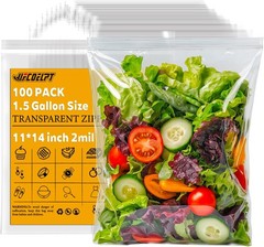 11×14 Large Plastic Reclosable Bags 100 Count 2 mil 1.5 Gallon Size Zip Storage