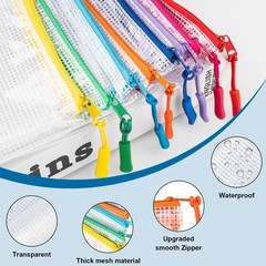 24 Pcs Mesh Zipper Pouch Bags, Plastic Zipper Pouches for Classroom in 8 Size…