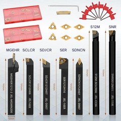 Indexable Lathe Turning Tool Kit 21pcs 1/2 inch 12mm shank with 7 tool holder…