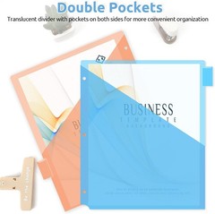 Binder Dividers with Tabs and Pockets,8 Tab Dividers for 3 Ring Binder, Plastic