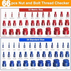Nut and Bolt Thread Checker Kit 66Piece SAE Metric Thread Gauge Precision-Cut
