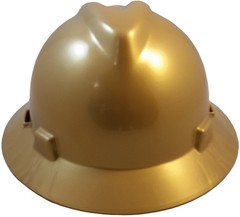 MSA V-Gard Full Brim Hard Hats with One-Touch Suspensions – Gold