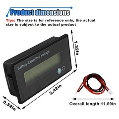 12V 24V 36V 48V Car Battery Meter, Lead-Acid Lithium-ion Battery Capacity Vol…